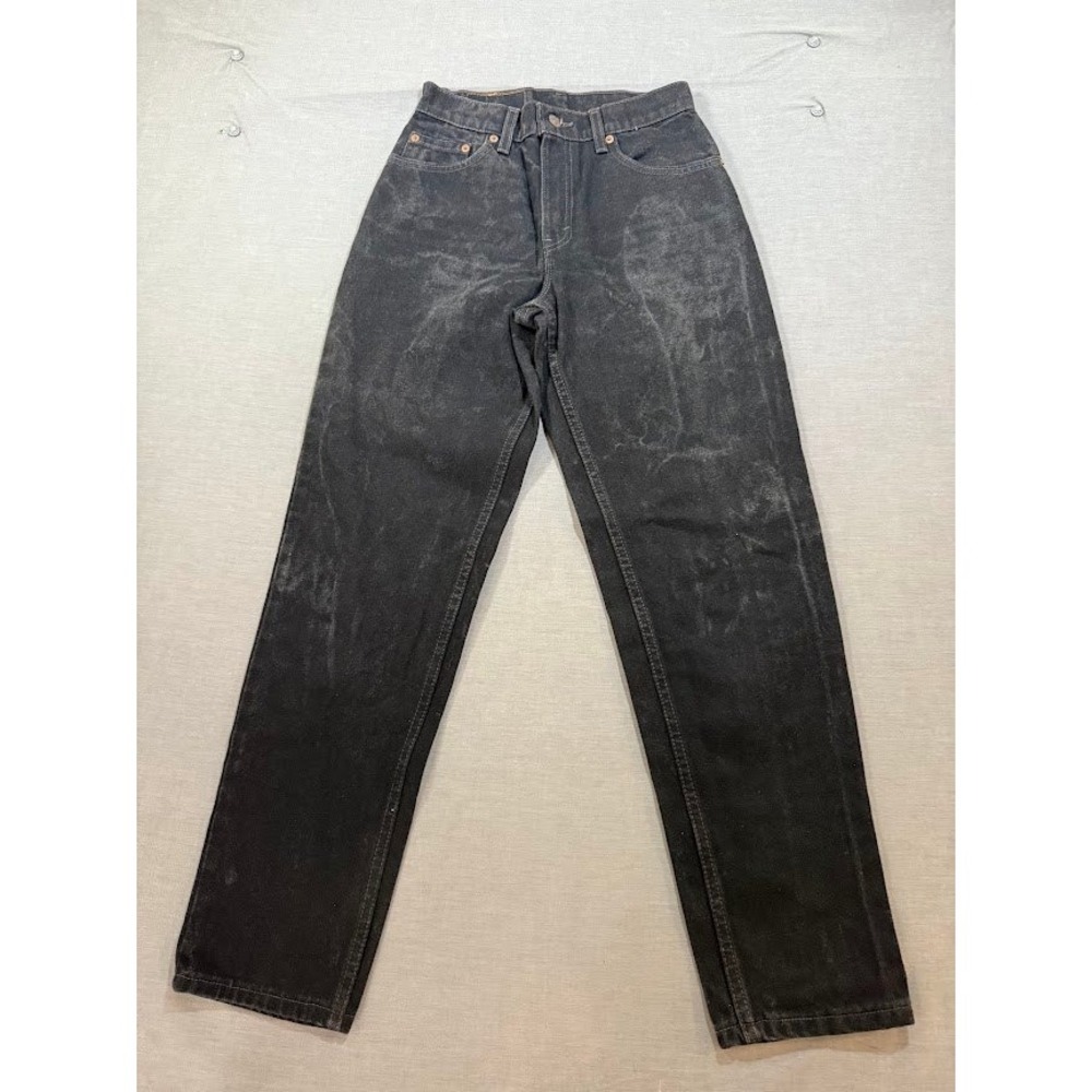 Levi's Black Wash Denim Jeans‎ High Rise Tapered Leg Womens 5 JR Size 26X29 USA